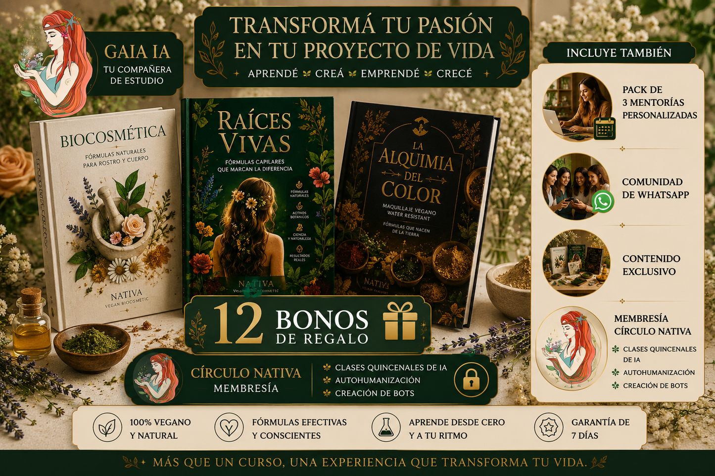 Trilogía NATIVA + 12 BONOS + GAIA IA + PACK 3 MENTORIAS + Círculo (1 mes)
